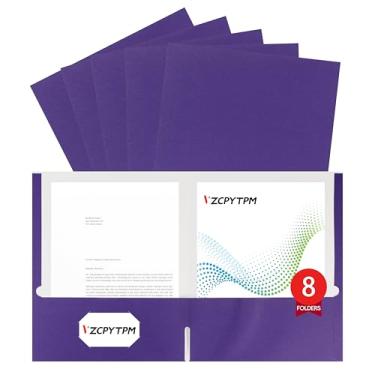 Imagem de 8 pacotes de pastas roxas de dois bolsos, tamanho carta de pasta de arquivo, 21 x 28 cm para escritório, escola e casa, pasta de arquivos organizadora