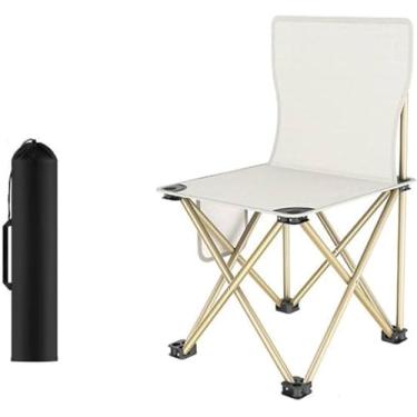 Imagem de Cadeira De Pesca Pequena, Banquinho De Acampamento Leve Com Encosto, Dobrável Portátil Para Adultos Ao Ar Livre Para Caminhadas Ao Ar Livre Na Praia E Piquenique, White, 36 * 36 * 58cm