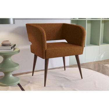 Imagem de Poltrona Decorativa p/ Sala Antara Carvalho/Boucle Terracota - Kappesberg