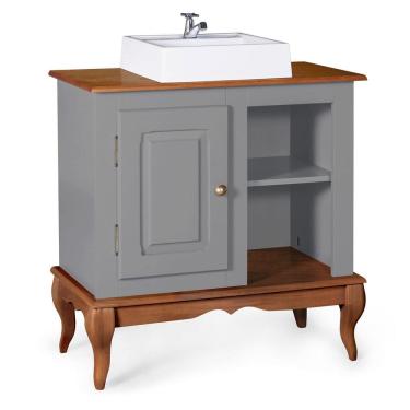 Imagem de Gabinete para Banheiro 1 Porta com Cuba Dália 3051 - Cinza/Imbuia Glazer