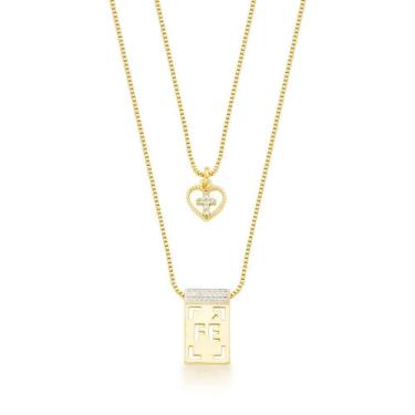 Imagem de Colar Escapulário Fé Duplo Banhado A Ouro 18k