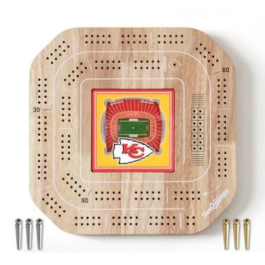 Imagem de YouTheFan NFL Kansas City Chiefs licenciado Fan Cribbage Wood Board Game