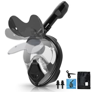 Imagem de Xyuee Máscara De Mergulho Devilfish Full Face Para Adultos, Preta, Tamanho M, Sistema Snorkel Com Dry Top E Óculos Sol Dobráveis, Conjunto Visão Panorâmica 180 Graus, Máscaras Autônomo, Antivazament