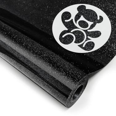 Imagem de DUEUIOE Rolo De Vinil Transferência Térmica Htv Com Glitter Preto - 30,5 Cm X 2,7 M, Para Passar A Ferro Em Todas As Máquinas Corte, Fácil Cortar E Remover, Camisetas, Bonés Outros Designs (Preto)