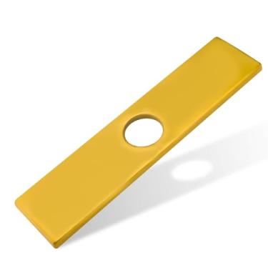 Imagem de Placa de torneira de 25 cm, tampa de furo de pia para torneiras de cozinha ou banheiro de 1 ou 3 furos Escudo de placa retangular longa, aço inoxidável, ouro escovado