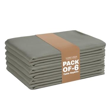 Imagem de LANE LINEN Pacote com 6 guardanapos de pano prateados, 50 x 50 cm, guardanapos de jantar em tecido 100% poliéster com bordas com bainha, guardanapos laváveis e reutilizáveis, ideais para festas