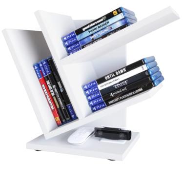 Imagem de Organizador Gamer para Jogos PS4 PS5 Xbox, Suporte de Mídias Mesa Branco Moderno em MDP – Boom Móveis (Branco)