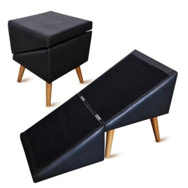 Imagem de Rampa Escada Pet Mov Puff Cachorro Gato Antiderrapante Preto - MM Deco