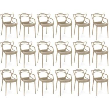 Imagem de Kit 18 Cadeiras de Jantar Allegra Prática Empilhável - Nude - Magazine