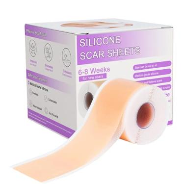 Imagem de Folhas de silicone para cicatrizes, fita para cicatrizes cirúrgicas, tiras de silicone para remoção de cicatrizes cirúrgicas, cesarianas, abdominoplastia, cicatrizes queloides (rolo de 1,6 x 304,8 cm