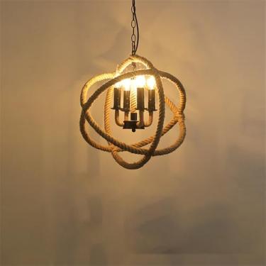 Imagem de Contemporâneo Corda De Cânhamo Restaurante Lâmpada Pendente Estilo Industrial Retro Internet Café Bar Quarto Roupa Loja Balcão Bar Candelabro (E D43CM)