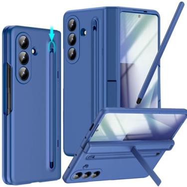 Imagem de YQODSZ Capa para Samsung Galaxy Z Fold 7 com suporte para caneta S e caneta Stylus, Z Fold7 capa de telefone com dobradiça de suporte, protetor de tela HD, cobertura total, compartimento para caneta