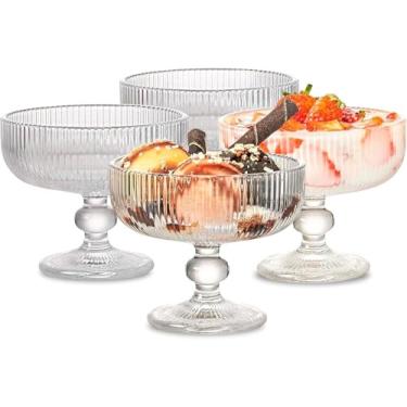 Imagem de Conjunto de 6 Taças de Vidro para Sobremesa Vidro Canelado – Jogo Elegante e Resistente – Ideal para Sorvetes, Mousses, Frutas e Delícias Geladas – Design Clássico com Toque Moderno 320ml