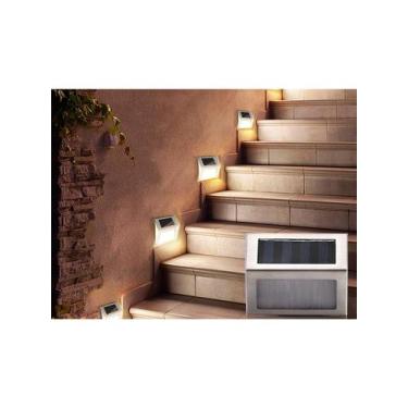 Imagem de Kit 4 Arandela solar luminária slim inox lâmpada elegante para muro pa