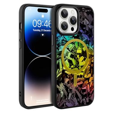Imagem de AIGOMARA Capa magnética de fibra de carbono forjada para iPhone 14 Pro Max, compatível com Magsafe, capa de telefone protetora à prova de choque de TPU macio e fina brilhante, prata