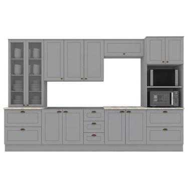 Imagem de Cozinha Modulada 7 Pecas 343 Cm Ce172 Americana Henn Cinza Calcare