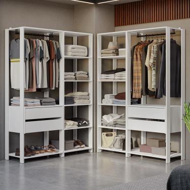 Imagem de Guarda-Roupa Closet Modulado 4 Gavetas 258 cm Branco Valencia Madesa 04