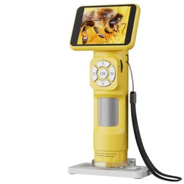 Imagem de Asixxsix Microscópio para crianças, Microscópio digital de tela de 2,8 polegadas 30X a ampliação de 700X, Vídeo 1080P Foto 10MP, Microscópio portátil com cartão TF de 32GB (Amarelo)