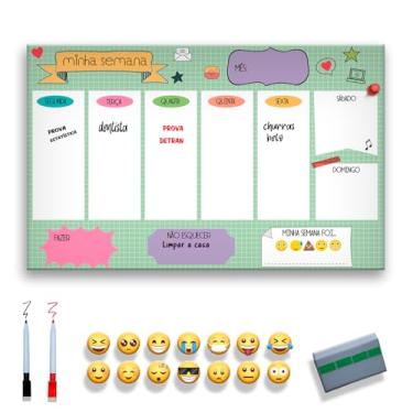 Imagem de Quadro Lousa Planejador Mensal/Planejamento Semanal/Planner/Planner Parede Metal - Quadro Branco 2 canetas e 12 imãs (VERDE, 60x90)
