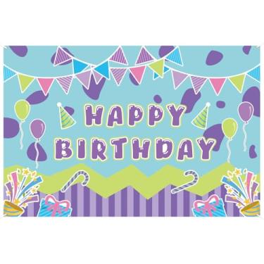 Imagem de Cenário de Feliz Aniversário, 150x100cm Tema de Desenho Animado Suprimentos para Festa Banner Fofo Acessórios Fotos para Festas Aniversário Chás Bebê