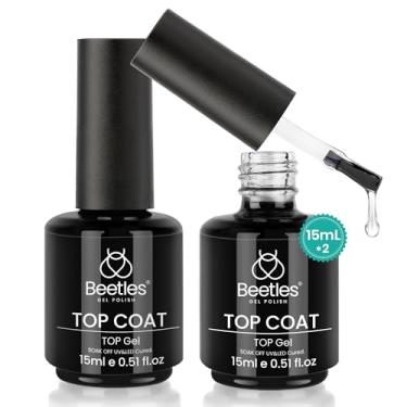 Imagem de Conjunto de esmalte de gel Beetles Top Coat – 2 peças de 15 ml, revestimento superior de gel antilimpeza, acabamento de alto brilho de longa duração, esmalte transparente de imersão UV/LED para