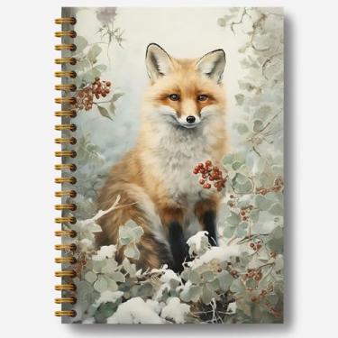 Imagem de Caderno de Natal Fox, diário de Natal de fazenda, presentes de raposa, presentes de escritório de Natal para colegas de trabalho, caderno de composição de Natal, caderno espiral de Natal 14 x 21 cm