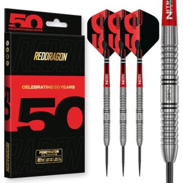 Imagem de RED DRAGON Conjunto de dardos de tungstênio profissional Penetrator 1 – 25 g | Dardos de ponta de aço de alto desempenho | Coleção Classics de 50 anos | Conjunto de dardos durável para jogos