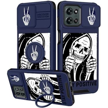 Imagem de Funermei Capa para Moto G 5G 2025 - Capa de telefone feminina bonita estética crânio design exclusivo com capa de câmera e suporte de anel Funda para Motorola G 5G 2025