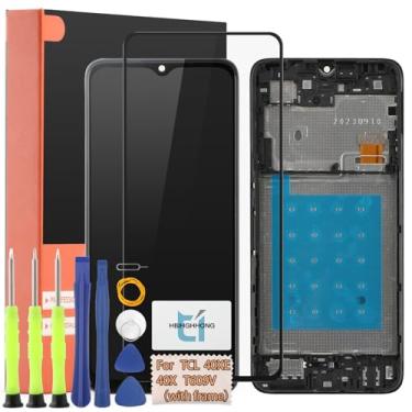 Imagem de LCD para TCL 40XE Display LCD Touch Screen Digitalizador Assembléia para TCL 40XE 40X T609V T609SPP T609DL T609M Peça de substituição de tela com ferramentas (preto com moldura)