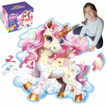 Imagem de Quebra-cabeça de chão IFLOVE Unicorn 45 peças para crianças de 3 a 5 a