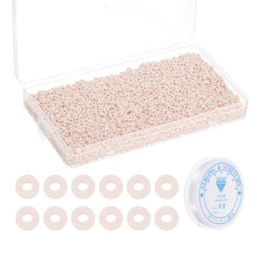 Imagem de PATIKIL 4000 unidades de kit de fabricação de pulseiras de contas de argila, 6 mm, contas espaçadoras de argila de polímero, disco, com cordão elástico para fazer joias de amizade, branco creme