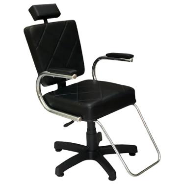 Imagem de Cadeira de Salão Profissional, Estofada em Matelassê, Altura Regulável, Base Giratória 360°, Preto