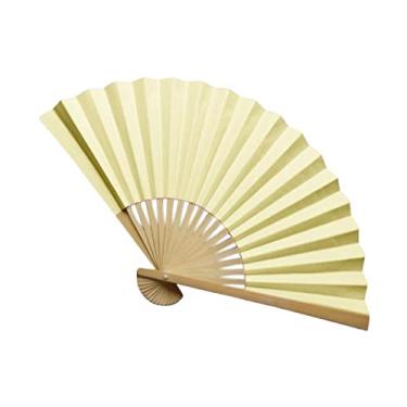 Imagem de ZZTWER Ventiladores de mão dobráveis estilo chinês ventilador de papel dobrável vintage, ventilador de mão ventilador dobrável de papel de bambu para decoração ventilador de mão, festa de casamento de