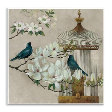 Imagem de Stupell Industries Placa de parede floral Bluebird Menagerie design de Elaine Vollherbst, 12 x 12