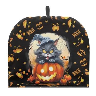 Imagem de ZUXONGSY Boo Tea Cosy for Teapot Bule de Chá Lavável Confortável para Manter Quente Capa de Chaleira de Gato Preto para Presentes de Festa de Dia das Bruxas, Tampa de Bule de Chá à Prova de Poeira de