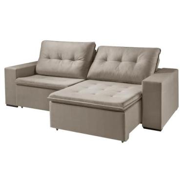 Imagem de Sofá Rivera Retrátil e Reclinável 2.20m 4 Lugares Tecido Veludo Bege -