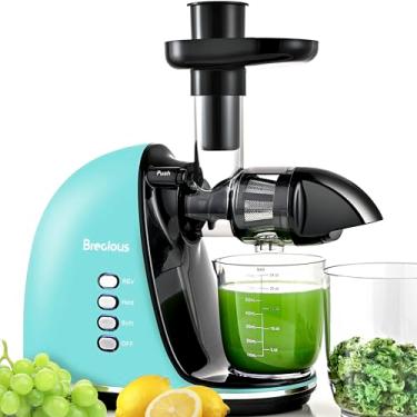 Imagem de Espremedores de mastigação lenta, espremedores a frio brecious com 2 modos de velocidade e motor silencioso, máquinas de suco de vegetais e frutas com função inversa, espremedor de aipo, livre de BPA