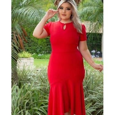 Imagem de Vestido Midi Plus Size Botão Na Gola Moda Evangélica Feminina - Miss F