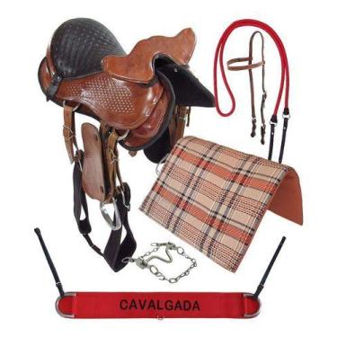 Imagem de Sela Tradicional Havana De Cavalo Com Cabeça 16 Polegadas + Acessórios