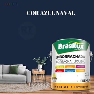 Imagem de Tinta Borracha Líquida Cor Azul Para Parede 3,2l Acrílica Lavável Anti