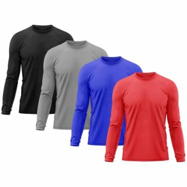 Imagem de Kit 4 Camisetas Masculina Térmica Proteção Solar UV  50/ Academia Tshi