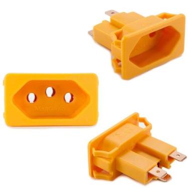 Imagem de 10 Tomada Amarela Embutir Fêmea 3 Pinos 10a Móvel Painel Aparelho TPA2