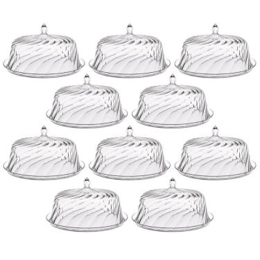 Imagem de Conjunto 8 Porta Bolos Transparente com Cúpula 25cm Tortas Doces Padaria Hotel Crippa