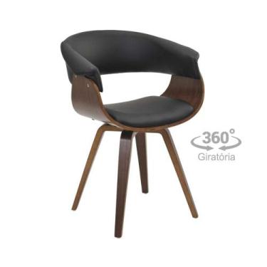 Imagem de Cadeira De Jantar Betina Pu Preto Base Giratoria Rivatti