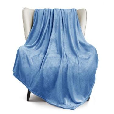 Imagem de Cobertor exclusivo Mezcla Fleece Lavado em Azul 130x180cm