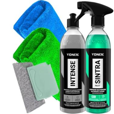 Imagem de Kit Sintra Fast Intense 500ml Vonixx Limpador Multiuso Renovador Plásticos Escova Limpa Trilho Karbox Toalha 30x30cm