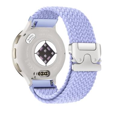 Imagem de Pulseira de nylon elástico trançado compatível com Garmin Venu 3S 2S/Vivoactive 4S/Vivomove 3S/Forerunner 255S/Forerunner 265S, pulseira esportiva elástica macia de 18 mm de liberação rápida para