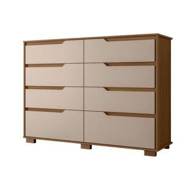 Imagem de Comoda Casal Quarto Georgia 8 Gavetas Carvalho/Fendi - Moval