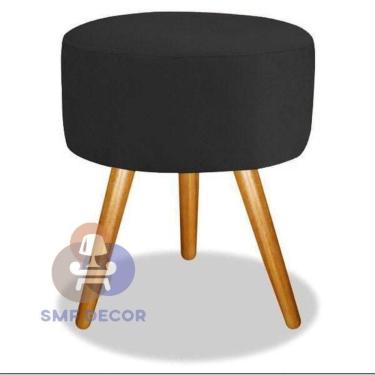 Imagem de Puff Redondo Descanso Para Os Pés Com Pézinho Palito Smf Decor preto