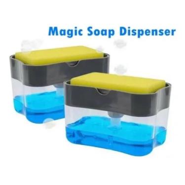 Imagem de Dispensador de sabão com suporte de esponja para cozinha 400mL - Light